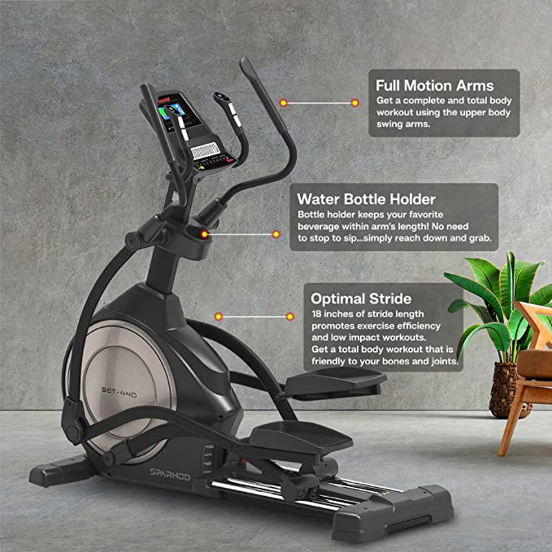 Sparnod Fitness SET-440 Semi Commercial Elliptical Cross Trainer Machine for Home Gym, Black