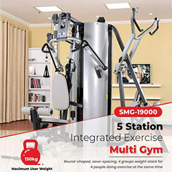 Sparnod Fitness SMG-19000/WNQ 518BK Multifunctional Luxury Home Gym Station, Silver