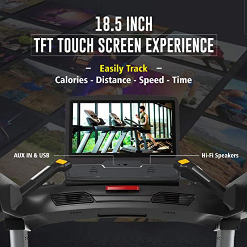 Sparnod Fitness STC-7000 Heavy Duty Professional Grade Commercial Treadmill for Gym Use with 18.5 inch Touchscreen Display & WiFi, Black