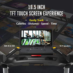 Sparnod Fitness STC-7000 Heavy Duty Professional Grade Commercial Treadmill for Gym Use with 18.5 inch Touchscreen Display & WiFi, Black