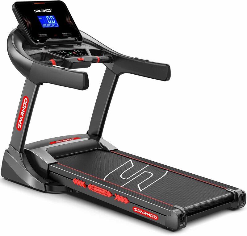 

Sparnod Fitness STH-5710 Treadmill for Home Use, Hydraulic Foldable Running Machine, Auto Incline 0-22%, 7HP Peak DC Motor, 1-20km/h Speed, 24 Preset