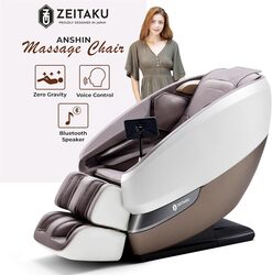 Zeitaku ANSHIN Massage Chair Recliner Full Body Massage with 18 Fixed Rollers & 16 Auto Programs, Zero Gravity, Back Heat Therapy, Foot Massage, BT Speakers, LCD Display & Voice Control