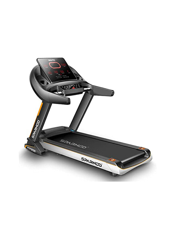 

Sparnod Fitness STC-4850 Automatic Motorized Walking & Running Semi-Commercial Treadmill with LED Display, Auto Incline & Hydraulic Assist, Black