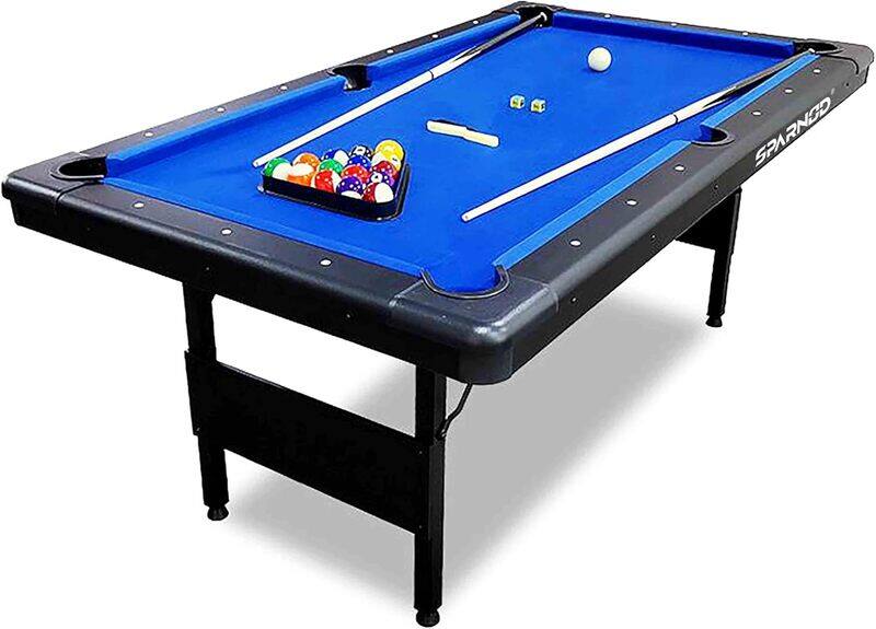 

Sparnod Fitness SPT-70 7FT Billiards Pool Table Sturdy MDF Construction with Blue Wool Cloth, Complete Set Included, Instant Setup, Foldable Design fo