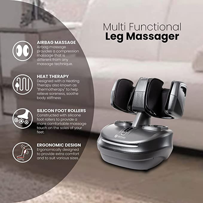 Zeitaku Lecafu 2-in-1 Detachable Foot Massager with Heat Massage, Vibration & Shiatsu Therapy for Feet, Calf, Arms, Legs, Knees & Shins, Black