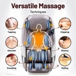 Zeitaku ANSHIN Massage Chair Recliner Full Body Massage with 18 Fixed Rollers & 16 Auto Programs, Zero Gravity, Back Heat Therapy, Foot Massage, BT Speakers, LCD Display & Voice Control