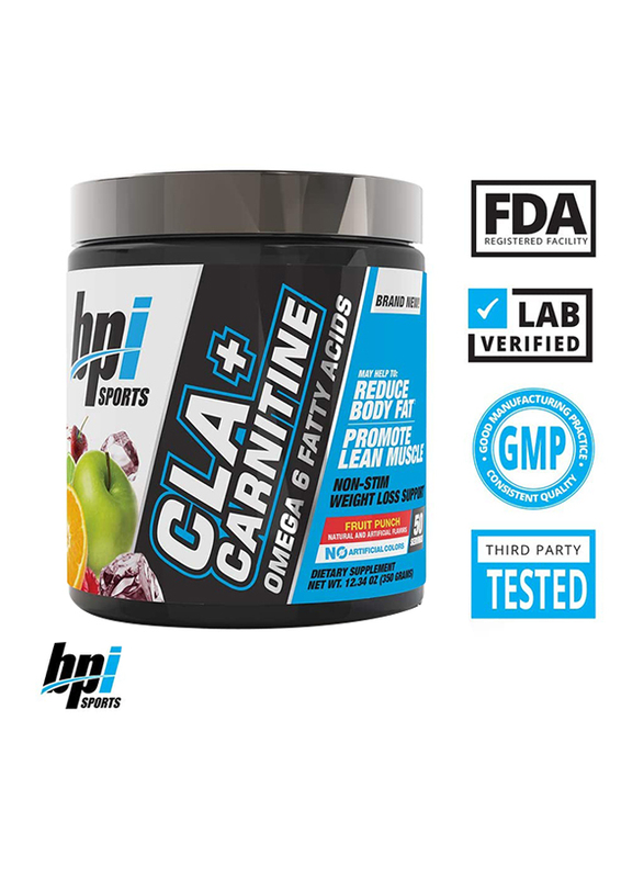 BPI Health CLA + Carnitine Supports Metabolism Supplement, 50 Servings, 350gm, Fruit Punch