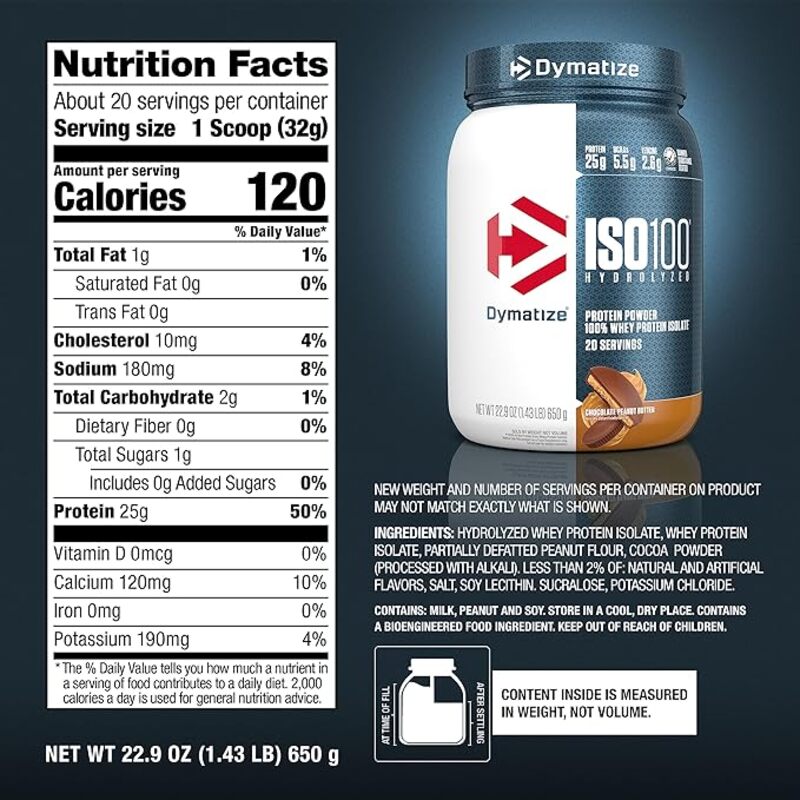 Dymatize ISO 100 Chocolate Peanut Butter 650 gm, 20 Servings