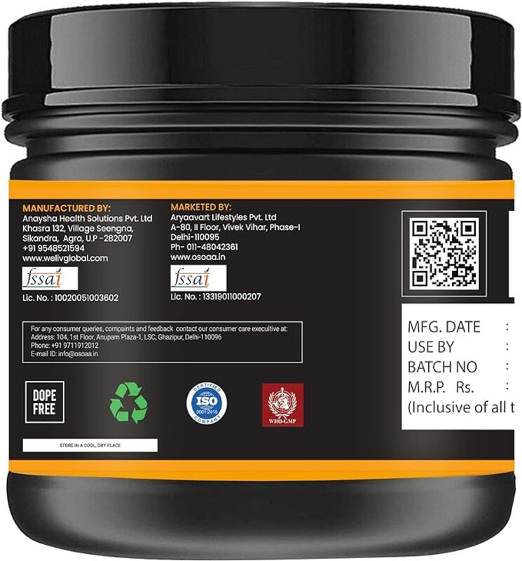 OSOAA Pure L-Glutamine Muscle Growth & Recovery Supplement 250gm Unflavoured, Post Workout Recovery, Men & Women, 50 Serving