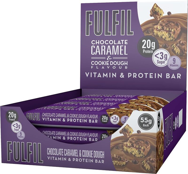 

Fulfil Protein Bar 15 X 55G Bars Chocolate Caramel & Cookie Dough Flavour 20G High Protein, 9 Vitamins, Low Sugar