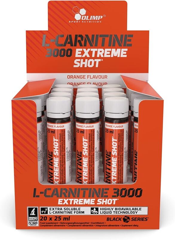 Olimp Labs L-Carnitine 3000 Extreme Shots Orange Flavour Pack of 20 Ampoules