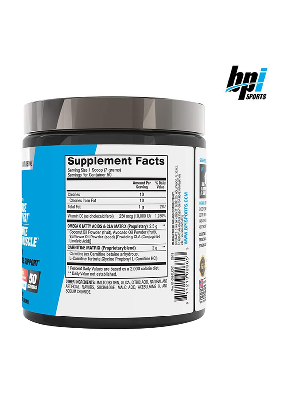 BPI Health CLA + Carnitine Supports Metabolism Supplement, 50 Servings, 350gm, Fruit Punch