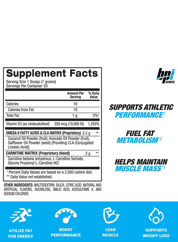 BPI Health CLA + Carnitine Supports Metabolism Supplement, 50 Servings, 350gm, Fruit Punch