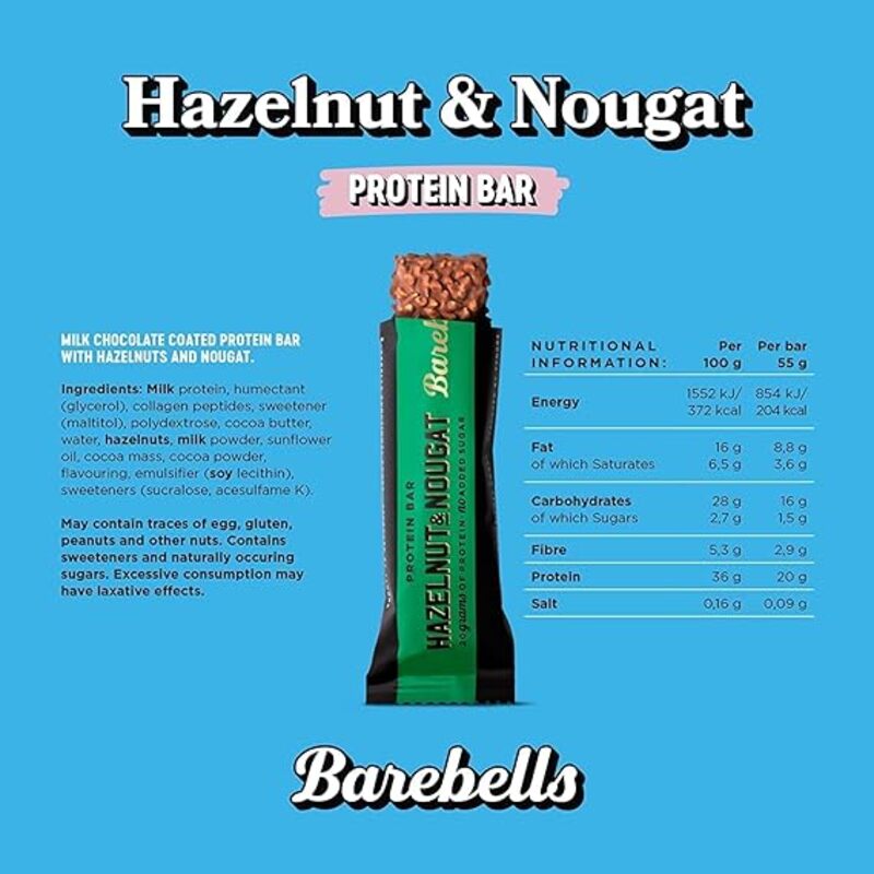 Barebells Protein Bar Hazelnut and Nougat Flavor 12 Pieces