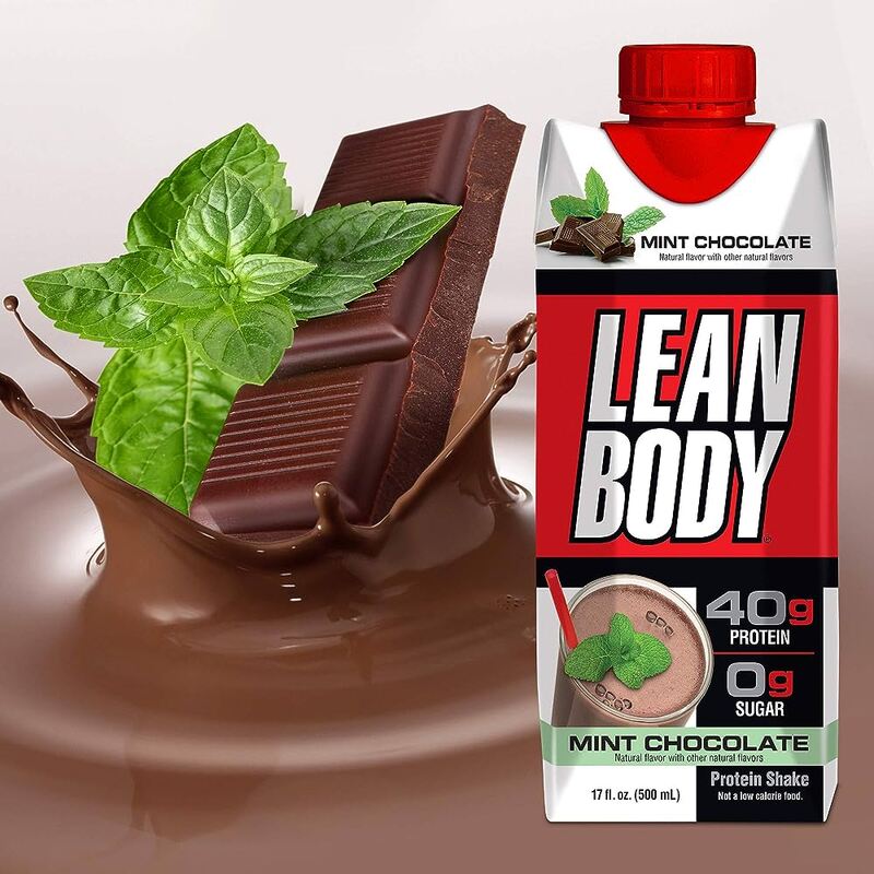 Lean Body Ready-to-Drink Mint Chocolate Protein Shake, 40g Protein, Whey Blend, 0 Sugar, Gluten Free, 22 Vitamins & Minerals, Pack of 12.