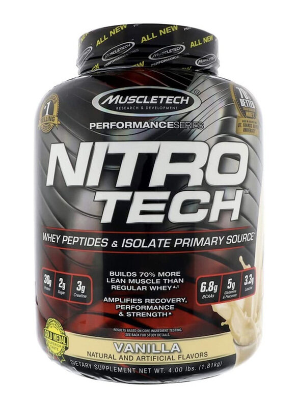 

Muscletech Nitro Tech Whey Peptides & Islolate Primary Source Protein Powder, 1.81 Kg, Vanilla