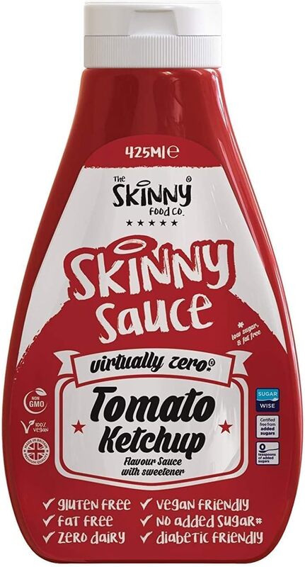 The Skinny Food Co. Tomato Ketchup  Virtually Zero Calorie Sugar Free Sauce #NotGuilty  425ml Bottle