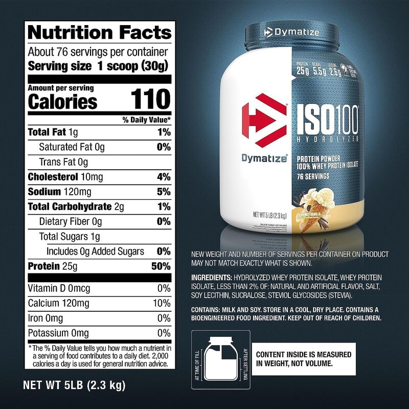 ISO 100 Hydrolyzed Protein Powder - Gourmet Vanilla, 5lbs, 76 Servings