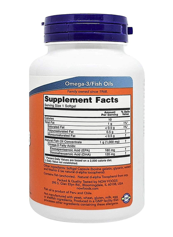 Now Foods Omega-3 Dietary Supplement, 1000mg, 100 Softgels