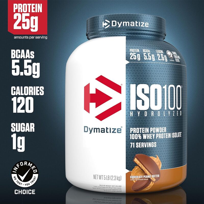 Dymatize Iso 100 Hydrolysed 100% Whey Protein Isolate Chocolate Peanut Butter Flavor 5Lb