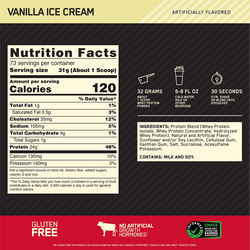 Optimum Nutrition Gold Standard 100% Whey Protein, 2.27 Kg, Vanilla Ice Cream
