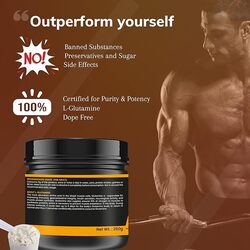 OSOAA Pure L-Glutamine Muscle Growth & Recovery Supplement 250gm Unflavoured, Post Workout Recovery, Men & Women, 50 Serving