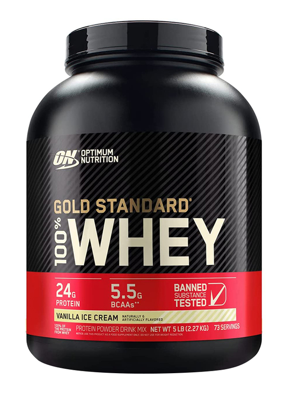 Optimum Nutrition Gold Standard 100% Whey Protein, 2.27 Kg, Vanilla Ice Cream