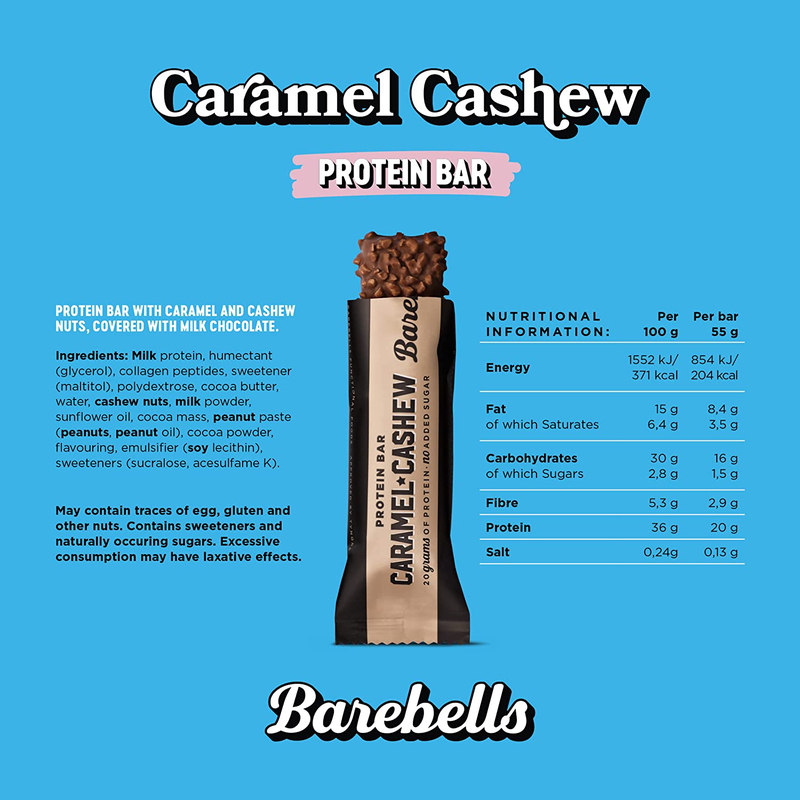 Barebells Caramel Cashew Protein Bar, 12 Piece x 55g