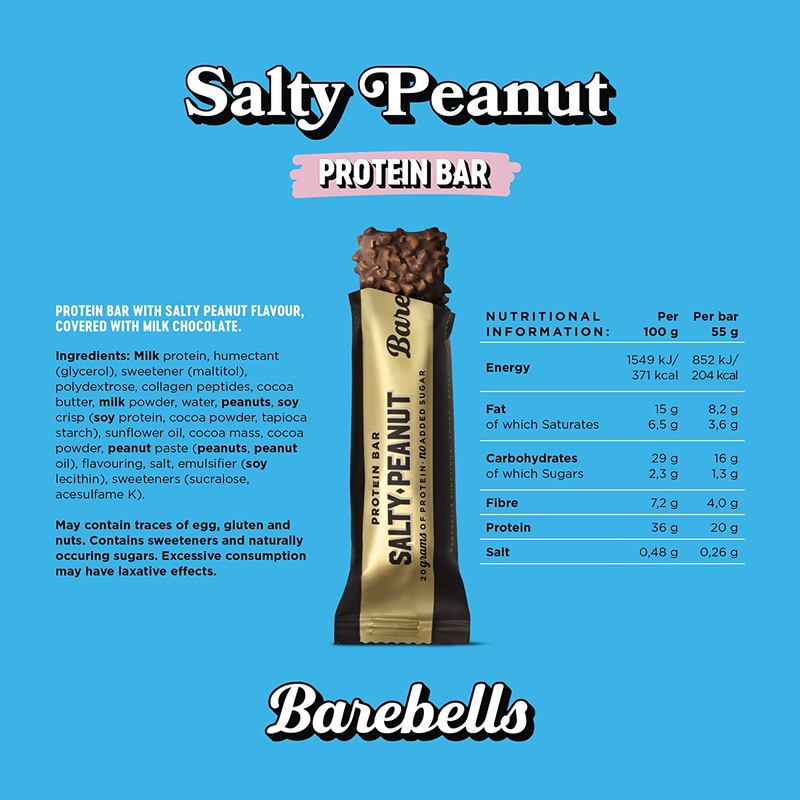 Barebells Salty Peanut Protein Bar, 12 Piece x 55g