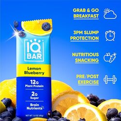 IQ Bar Brain and Body Keto Protein Bars, 12 Bars, Lemon Blueberry