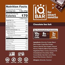 IQ Bar Brain and Body Keto Protein Bars, 12 Bars, Chocolate Sea Salt