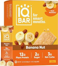 IQ Bar Brain and Body Keto Protein Bars, 12 Bars, Banana Nut