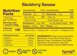 Huma Chia Energy Gel Plus - Blackberry Banana - 9 count x 42g - 21gr Carbs, 2x Electrolytes, 100% All Natural, Vegan, Gluten Free, Caffeine Free, Easy Digestion 