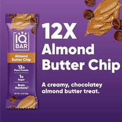 IQ Bar Brain and Body Keto Protein Bars, 12 Bars, Almond Butter Chip