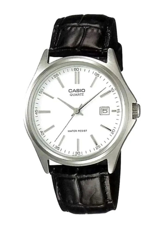 Casio Enticer Watch for Women with Leather Band, Water Resistant, LTP-1183E-7ADF, Black-White