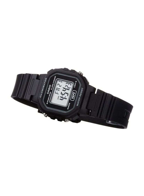 Casio Wo Digital Watch for Women with Resin Band, Water Resistant with Chronograph, LA-20WH-1CDF, Black-Grey