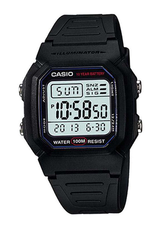 Casio Versus Fire Island Digital Watch for Men with Resin Band, Water Resistant, W-800H-1AVDF, Black-Grey