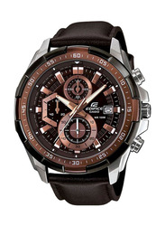Casio Edifice Analog Watch for Men with Leather Band, Water Resistant, EFR-539L-5AVUDF, Brown