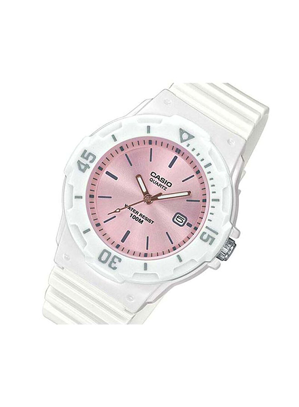 Casio Youth Series Analog Watch for Women with Resin Band, Water Resistant, LRW-200H-4E3VDF, White/Pink