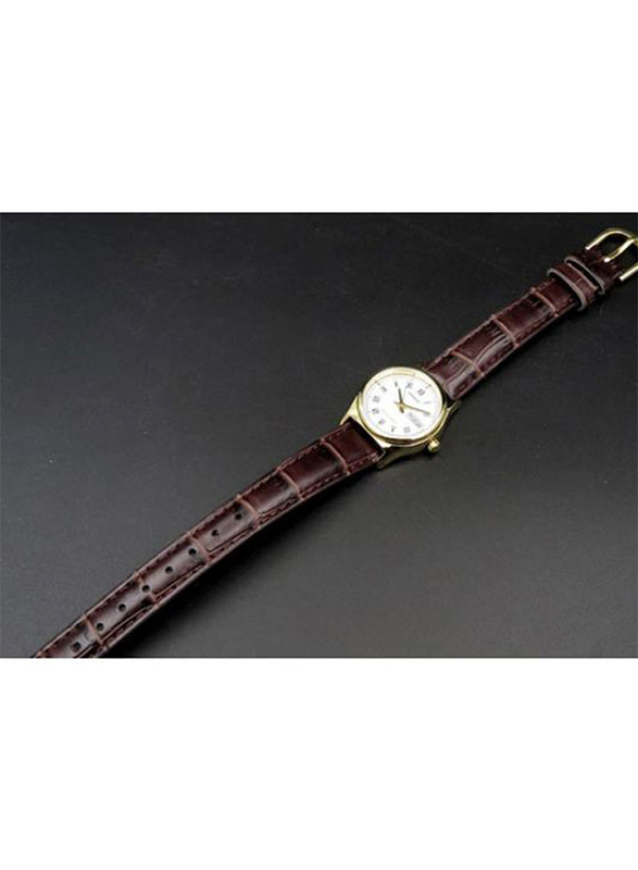 Casio Dress Analog Watch for Women with Leather Band, Water Resistant, LTP-V006GL-7B, Brown/White
