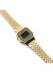 Casio Vintage Digital Watch for Women with Stainless Steel Band, Water Resistant, LA680WGA-9BDF, Gold