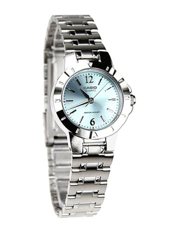 

Casio Analog Watch for Women with Stainless Steel Band, Water Resistant, LTP-1177A-3ADF, Silver/Blue