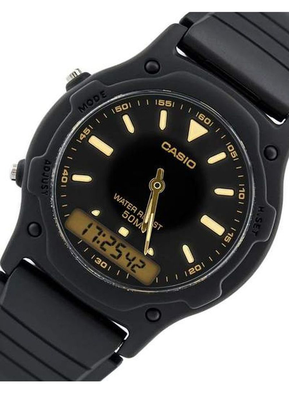 Casio Classic Analog/Digital Watch for Men with Resin Band, Water Resistant, AW-49HE-1AVDF, Black