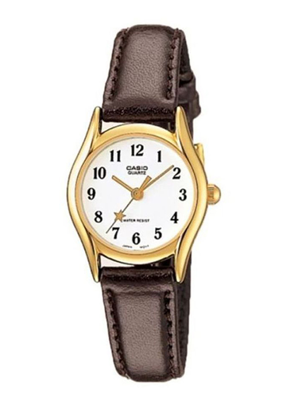 Casio Enticer Series Analog Watch for Women with Leather Band, Water Resistant, LTP-1094Q-7B4RDF, Brown/White