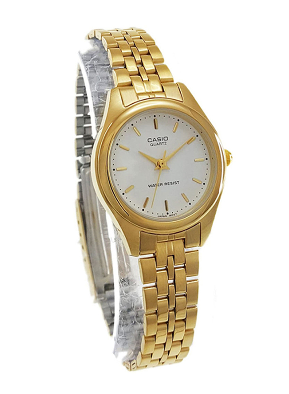 Casio Enticer Series Analog Watch for Men with Stainless Steel Band, Water Resistant, MTP-1129N-7ARDF, Gold/White