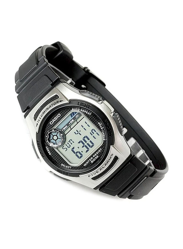 Casio Youth Digital Watch for Men with Resin Band, Water Resistant, W-213-1AVDF, Black-Grey
