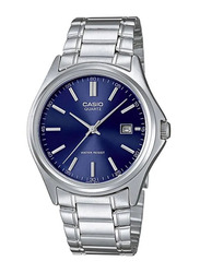Casio Analog Watch for Women with Stainless Steel Band, Water Resistant, LTP-1183A-2ADF, Silver-Blue