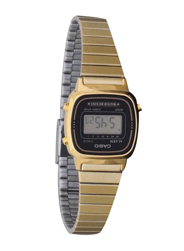 Casio Vintage Series Digital Watch for Women with Stainless Steel Band, Water Resistant, LA670WGA-1DF, Gold/Grey-Black