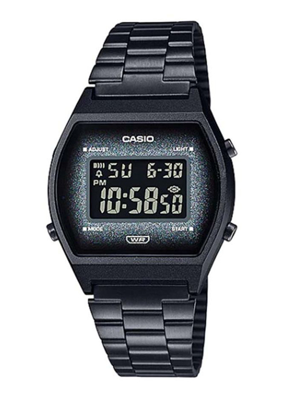 Casio Vintage Series Digital Unisex Watch with Stainless Steel Band, Water Resistant, B640WBG-1BDF, Black