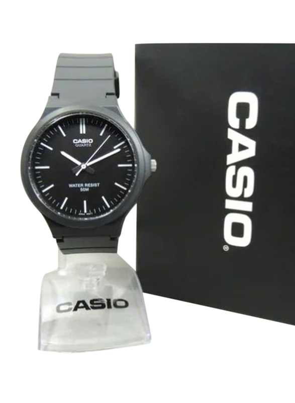 Casio Youth Analog Watch for Men with Resin Band, Water Resistant, MW-240-1EVDF, Black